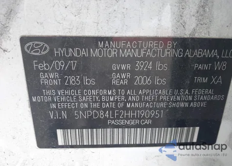 2017 Hyundai Elantra Se from USA, damaged, VIN 5NPD84LF2HH190951